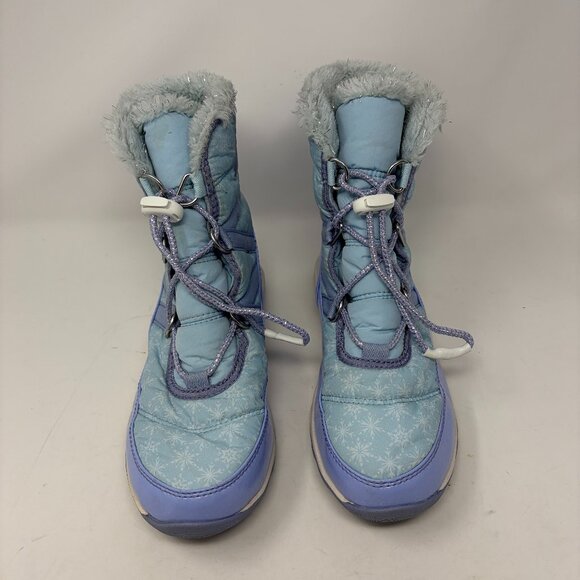 Sorel Disney Frozen Elsa Whitney girls winter boots blue 6 purple pre-worn snow - Picture 3 of 11